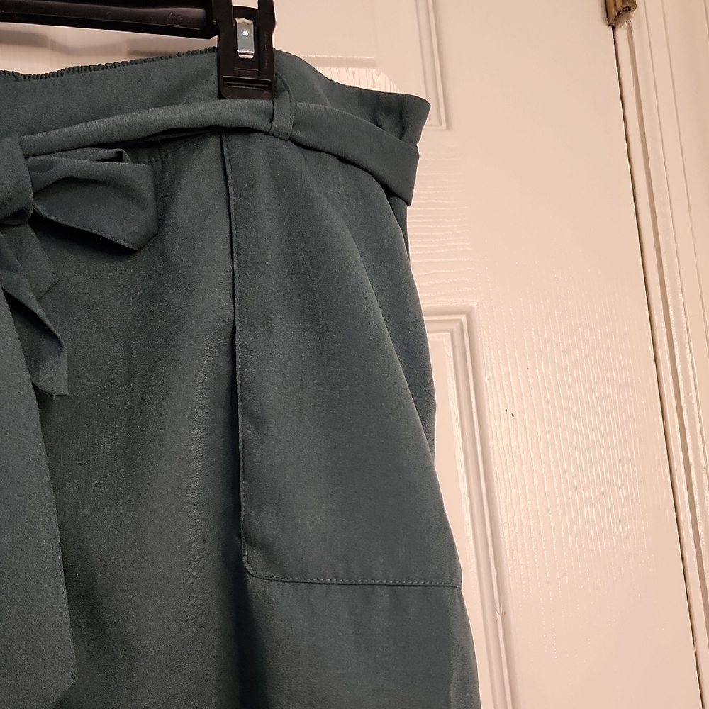 A New Day High Waist Teal Shorts with Bow. - Picture 4 of 9